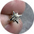 KIN - Eight Point Star Single Flat Back Stud, Sterling Silver, Cubic Zirconia