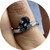KIN- 14ct white gold ring. Grey Pear shaped sapphire 1.14ct,  6x mined round diamond accents 1/8th ctw.