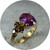 Sarah Kellett - Asymmetric Ring, 18ct Yellow Gold, Pink Sapphire, Cognac Diamond, Size M.5