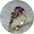 Sarah Kellett - Asymmetric Ring, 18ct Yellow Gold, Pink Sapphire, Cognac Diamond, Size M.5