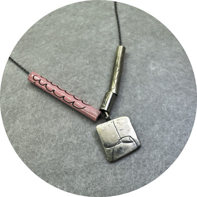 Jane Frances Reilly - Pink Charm Necklace, Enamel Paint, Copper