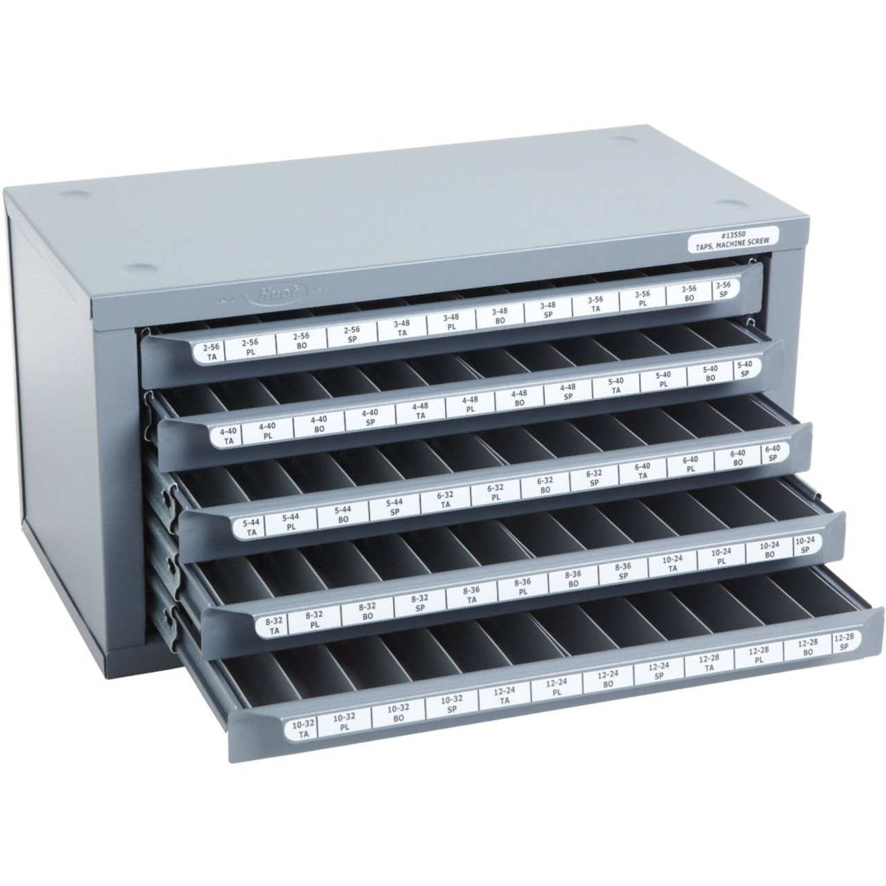 Huot 13550  2-56 to 12-28 Machine Screw Size Tap Dispenser Organizer  Cabinet - All Industrial Tool Supply