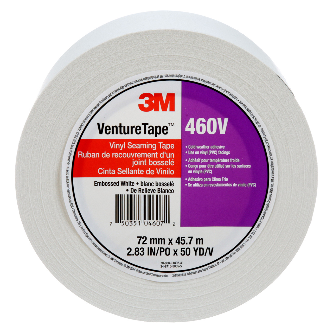 3M Venture Tape 3 in x50 Yards White Vinyl Insulation Tape 460V