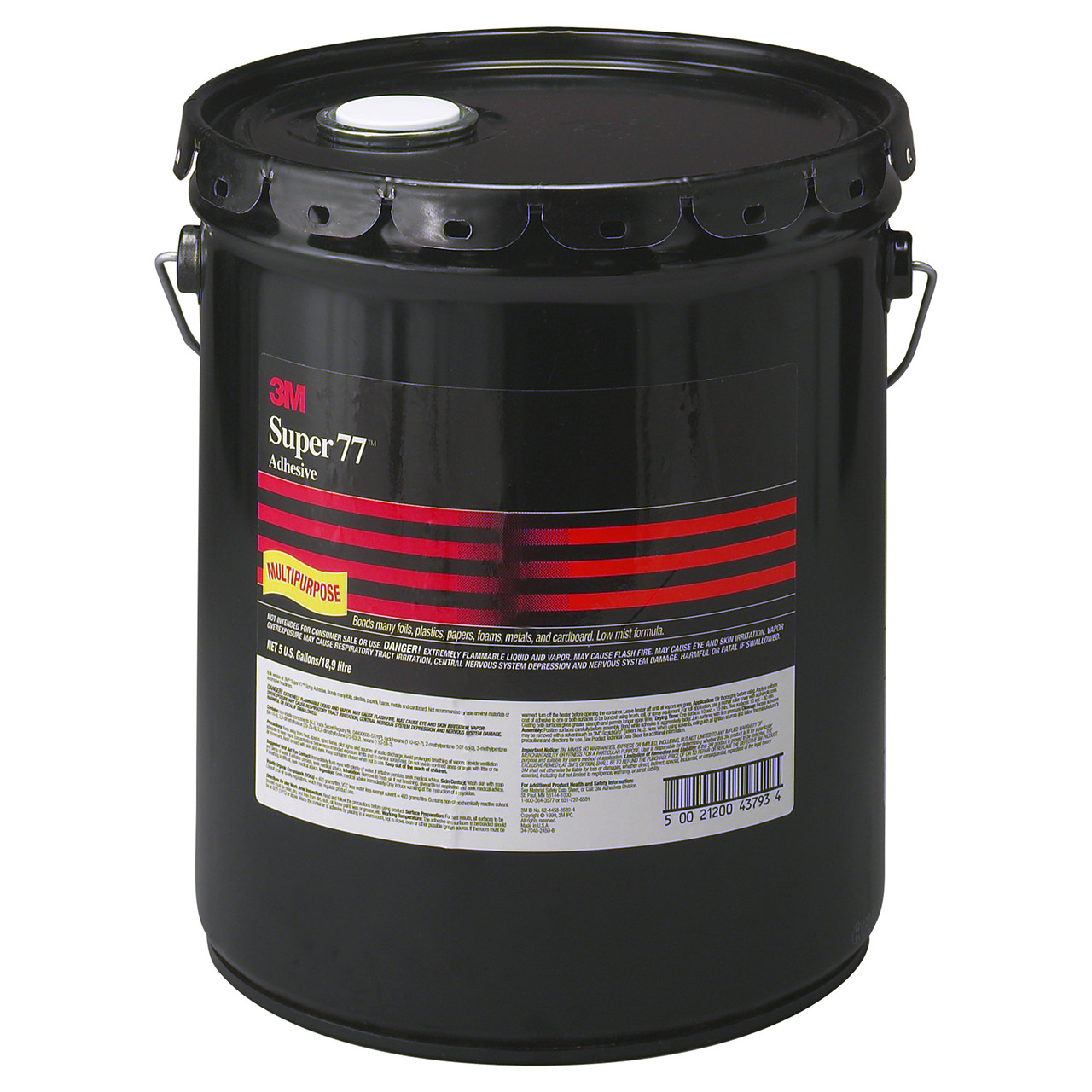 3M Super 77 Classic Spray Adhesive, Clear, 5 Gallon Pail