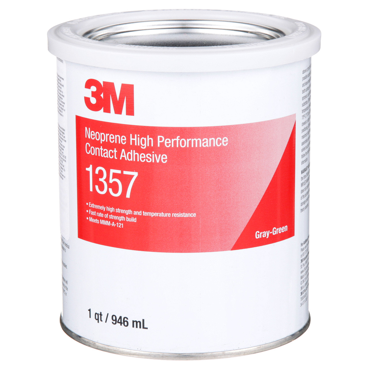 3M Neoprene High Performance Contact Adhesive 1357 Gray-Green 1 Quart