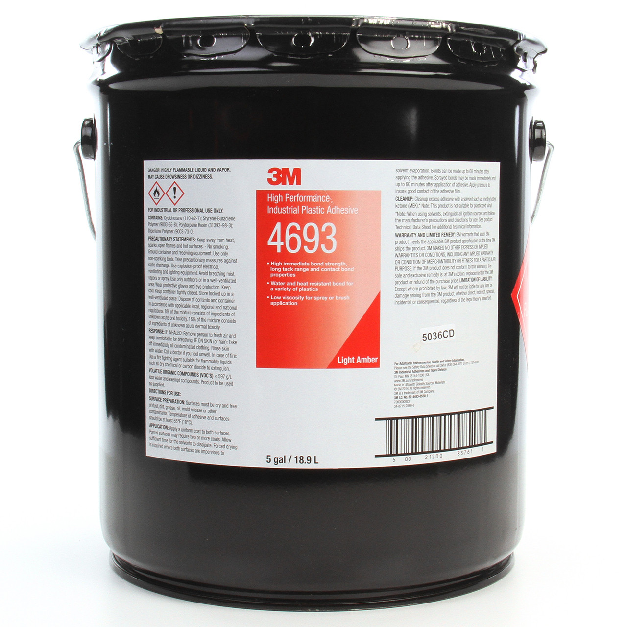 3M 7000046575  4693 1 Gallon Amber Industrial Plastic Adhesive - All  Industrial Tool Supply