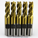 All Industrial 14506 | 5/16" Diameter x 3/8" Shank x 2-1/2" OAL 4 Flute TiN High Speed Steel Square End Mill