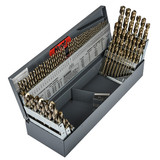 Precision Twist Drill 099706 | 115pc 1/16-1/2" x 64ths, #1-60, A-Z 135 Degree Cobalt High Speed Steel Bronze Jobber Length Drill Bit