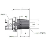 Parlec H100A-75SHD787-9C | 3/4" Hole Diameter x 7.87" Projection HSK100A 2.28" Nose Diameter 25,000 RPM Through Coolant Shrink Fit Tool Holder & Adapter