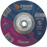 Weiler 58312 | 7" Diameter x 5/8" - 11 Hole x 1/16" Thickness 8500 RPM 60 Grit Ceramic Type 27 Cutoff Wheel