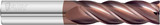 Fullerton Tool 35537 | 3/4" Diameter x 3/4" Shank x 2-1/4" LOC x 5" OAL 4 Flute FC20 Solid Carbide Corner Radius End Mill