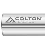 Photograph of the Colton logo engraved on an end mill.