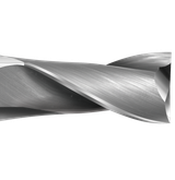 Detail photograph of the flutes on a Colton Cutting Tools 61137 | Carbide End Mill 2 Flute Square End Standard 1/4" Diameter x 3/4" LOC x 2 1/2" OAL end mill.