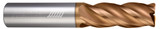 Photograph of a Helical Solutions 83250 |HSV-SR-40250-R.030 0.2500" (1/4) Cutter DIA x 0.2500" (1/4) Shank DIA x 0.0300" Radius x 0.5000" (1/2) Length of Cut x 2.5000" (2-1/2) Overall Length Carbide Corner Radius End Mill for Stainless and High Temp, 4 Flutes, TPLUS Coated - (HSV-SR-40250-R.030)