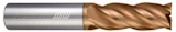 Photograph of a Helical Solutions 84046 |HSM-032-40078 0.0781" (5/64) Cutter DIA x 0.2500" (1/4) Shank DIA x 0.2500" (1/4) Length of Cut x 2.5000" (2-1/2) Overall Length Carbide Square End Mill for Stainless and High Temp, 4 Flutes, TPLUS Coated - (HSM-032-40078)