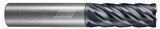 Photograph of a Helical Solutions 83323 |HEV-LX-60750-R.250 0.7500" (3/4) Cutter DIA x 0.7500" (3/4) Shank DIA x 0.2500" (1/4) Radius x 3.2500" (3-1/4) Length of Cut x 6.0000" (6) Overall Length Carbide Corner Radius End Mill for Steel, 6 Flutes, APLUS Coated - (HEV-LX-60750-R.250)