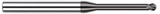 Photograph of a Harvey Tool 795208 | 0.1250" (1/8) Cutter DIA x 0.1870" (3/16) Length of Cut x 0.7500" (3/4) Reach Carbide Ball End Mill, 4 Flutes, CVD Diamond 9µm