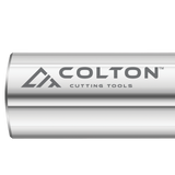 An image of the Colton Industrial Tools logo etched onto an end mill.