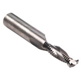 Emuge GF442251.0080 | M8x1.25mm Thread Size x 10.00mm Shank x 20.10mm Flute Length x 80.00mm OAL x 140 Degree Point Angle 3 Flute Bright Coated Carbide Helical Flute Thread Mill