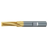 Emuge GFR15105.0080 | M8x1.25mm Thread Size x 1/4" Shank x 0.663" Flute Length x 2.500" OAL x 15 Degree Helix Angle 3 Flute TIN-T21 Coated Carbide Thread Mill