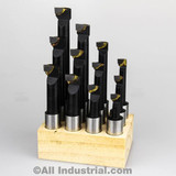 All Industrial 11924 | 12pc 3/4" to 3-3/4" Boring Depth Range 5/8" Shank Alloy Steel Carbide Tipped Boring Bar Set