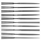 Simonds 83494600 | 4" Length x 4/100" Width x 4/100" Thickness Swiss-Pattern Needle File Set with Plastic Handle - 12 Piece