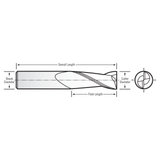 RobbJack C1-201-03-DLC | 0.094" Diameter x 0.125" Shank x 1.500" OAL 2 Flute DLC Coated Square End Mill