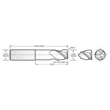 RobbJack FM-304-08-060-DLC | 0.250" Diameter x 0.250" Shank x 3.000" OAL x 0.060" Radius 3 Flute DLC Coated Square End Mill