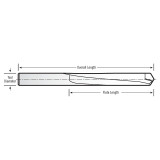 RobbJack PCD-118-2510 | 0.251" Diameter x 0.250" Shank x 2.700" OAL 2 Flute Uncoated PCD Tipped Drill