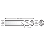 RobbJack XG-402-08-BN | 0.250" Diameter x 0.250" Shank x 2.500" OAL 4 Flute AlTiN Coated Ball End Mill