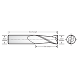 RobbJack MS1-201-05 | 5.00mm Cutting Diameter x 5.00mm Shank x 50.00mm OAL 2 Flute Uncoated Square End Mill