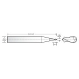 RobbJack MSS-2-100-BN | 1.00mm Cutting Diameter x 3.00mm Shank x 38.00mm OAL 2 Flute Uncoated Ball End Mill
