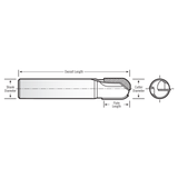 RobbJack PCD-201-12-BN | 0.375" Cutting Diameter x 0.375" Shank x 2.500" OAL 2 Flute Uncoated Ball End Straight Router Bit