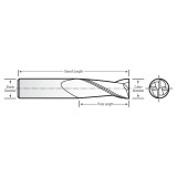 RobbJack NR-404-07 | 0.219" Diameter x 0.250" Shank x 2.500" OAL 4 Flute Uncoated Square End Mill