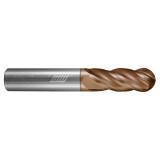 Helical Solutions 88185 | HSV-4 0.625" Diameter x 0.625" Shank x 3.000" OAL x 0.750" LOC 4 Flute Tplus Coated Ball End Mill