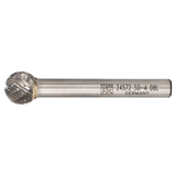 Pferd 21724572 | 24572 7/16" Diameter x 1/4" Shank x 2-1/8" OAL x 3/8" LOC Annealed cast iron Ball Shape Double Cut Burr