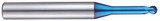 YG1 G8A46990 | 0.60mm Diameter x 4.00mm Shank x 0.50mm LOC x 10.00mm LBS x 45.00mm OAL x 0.30mm Radius x 30 Degree Helix Angle 2 Flute Blue Coated Carbide G8A46 Ball Nose End Mill