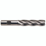 YG1 E9A87048 | 3/4" Diameter x 5/8" Shank x 5-1/8" OAL x 3" LOC x 30 Degree Helix Angle 4 Flute Bright Coated Premium HSS-PM E9A87 Roughing End Mill