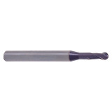 YG1 GM967003 | 1/32" Diameter x 1/8" Shank x 3/64" LOC x 2" OAL x 1/64" Radius x 30 Degree Helix Angle 2 Flute Y-Coated Carbide GM967 Ball Nose End Mill