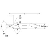 Keo 906-000-232 | #14 Trade x 0.109" Diameter x 0.313" Shank x 0.276" Functional Length x 2.125" OAL x 60 Degree Angle 2 Flute Uncoated Right Hand HSS Combination Drill & Countersink