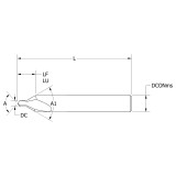 Keo 906-000-349 | 0.80mm Diameter x 3.15mm Shank x 0.41mm Functional Length x 25.00mm OAL x 60 Degree Angle 2 Flute Uncoated Carbide Combination Drill & Countersink