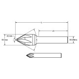 Keo 919-002-418 | 1/2" Diameter x 0.250" Shank x 1.625" Length of Shank x 2.625" OAL x 90 Degree Included Angle 6 Flute AlTiN Coated Carbide Countersink