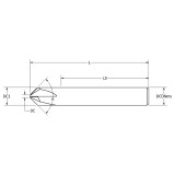 Keo 909-000-098 | 3/8" Diameter x 0.375" Shank x 1.250" Length of Shank x 2.500" OAL x 82 Degree Included Angle 4 Flute Uncoated Carbide Chamfer Mill