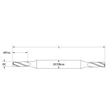Keo 934-000-010 | 0.172" Diameter x 0.188" Shank x 1.125" Length of Shank x 0.503" Maximum Depth of Cut x 2.250" OAL 2 Flute Uncoated HSS-Co Double End Square End Mill