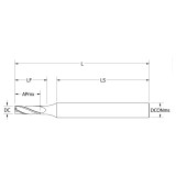 Keo 934-000-145 | 0.063" Diameter x 0.188" Shank x 0.189" Maximum Depth of Cut x 1.500" OAL 2 Flute Uncoated HSS Square End Mill