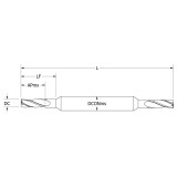 Keo 931-000-226 | 0.172" Diameter x 0.188" Shank x 0.375" Maximum Depth of Cut x 2.000" OAL 2 Flute Uncoated Carbide Double Ended Square End Mill