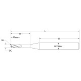 Keo 930-002-021 | 0.050" Diameter x 0.125" Shank x 0.150" Maximum Depth of Cut x 1.500" OAL x 0.025" Radius 2 Flute Uncoated Carbide Ball Nose End Mill
