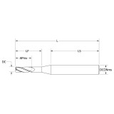 Keo 930-003-156 | 0.080" Diameter x 0.125" Shank x 0.120" Maximum Depth of Cut x 2.500" OAL 3 Flute Amorphous Diamond Coated Carbide Square End Mill