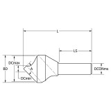 Keo 919-000-240 | 1/2" Diameter x 0.313" Shank x 1.250" Length of Shank x 1.750" OAL x 100 Degree Included Angle 1 Flute Uncoated HSS-Co Countersink