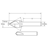 Keo 917-000-377 | 1-1/4" Diameter x 0.750" Shank x 1.500" Length of Shank x 3.250" OAL x 100 Degree Included Angle 3 Flute Uncoated Carbide Countersink